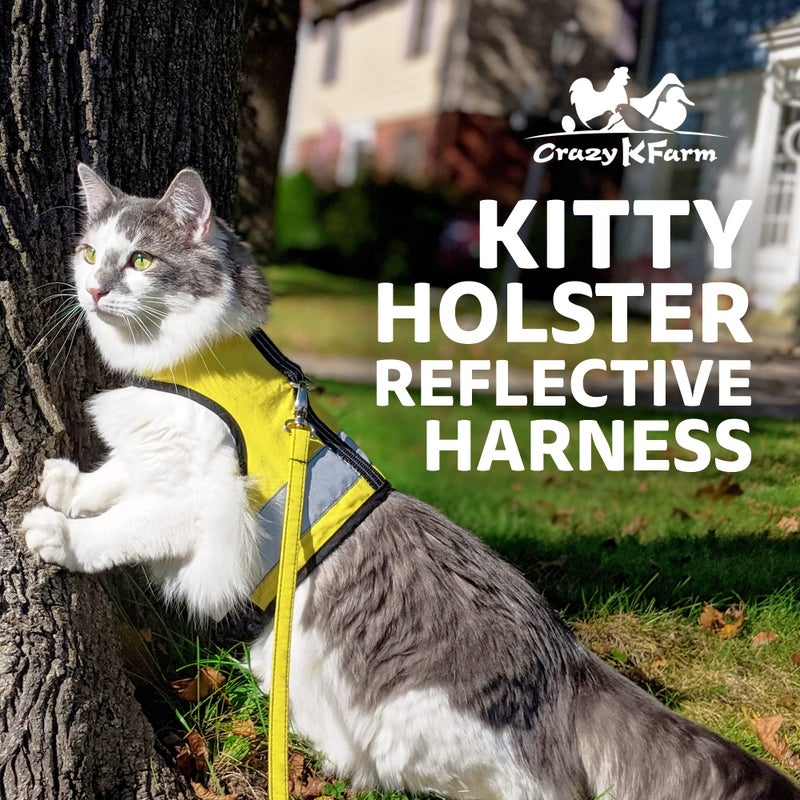 Kitty Holster Reflective Cat Harness â€“ High-Visibility Cat Harness for Travel, Day and Night Walking - Soft Cotton Cat Accessories, Breathable, Secure & Washable, Made in USA - Sunshine Yellow, M to L - Image 2